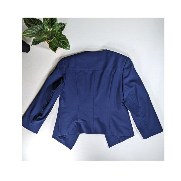 EXPRESS Cropped 3/4 Sleeve No Button Stretch Blazer Jacket Sz 4 Navy Blue NWT - Picture 6 of 8